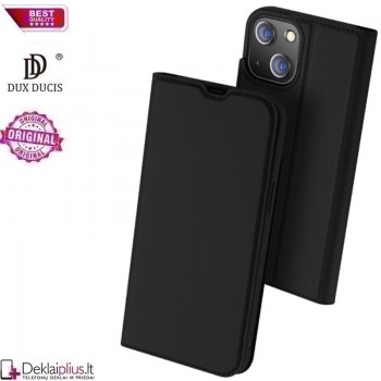 Dux Ducis dirbtinės odos viršelis - juodas (Apple Iphone 14)